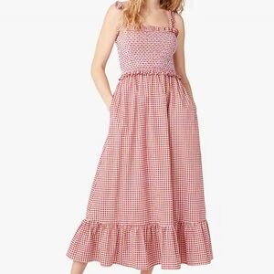 Kate Spade Red Gingham Smocked Women's Dress- Size Medium